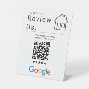 Modern Black White Realtor Review Us QR Code Sign