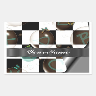 Modern black & white rectangular sticker