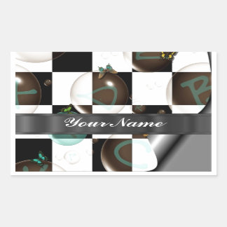 Modern black & white rectangular sticker