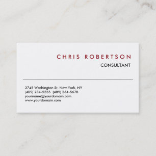 Modern Black White Red Consultant Business Card