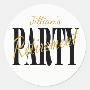 Modern Black & White Retirement Party Stickers