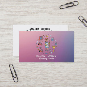 Modern Black & White Retro House Cleaning Vacuum Business Card