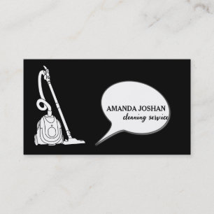 Modern Black & White Retro House Cleaning Vacuum Business Card