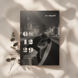 Modern Black White Retro Wedding Elopement Party Invitation