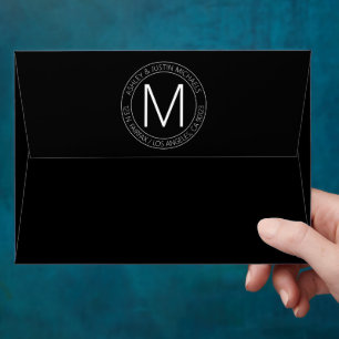 Modern Black & White Return Address Envelope
