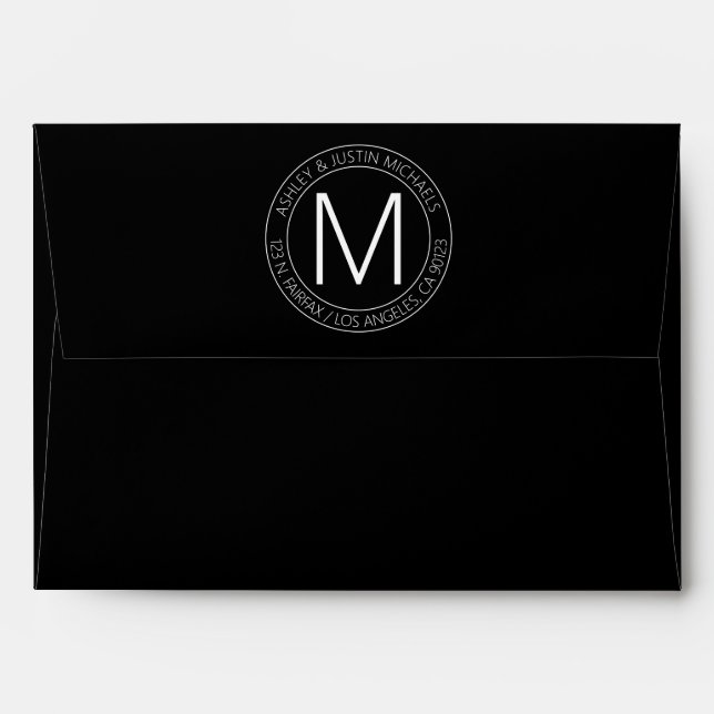 Modern Black & White Return Address Envelope (Back (Top Flap))