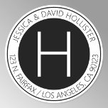 Modern Black & White Return Address or Product Classic Round Sticker<br><div class="desc">Modern looking return address or labelling for products.</div>