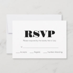 Modern Black White RSVP Card