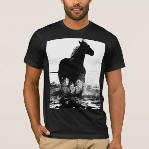 Modern Black White Running Horse Pop Art Men's T-Shirt