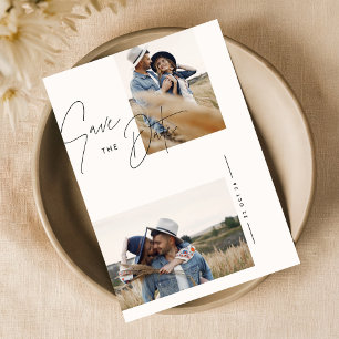 Modern Black & White Rustic Photo Wedding Save The Date