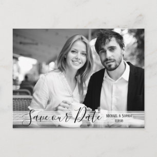 Modern Black & White Save Our Date Postcard