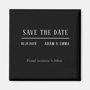 Modern Black & White Save The Date Magnet