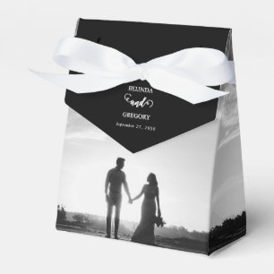 Modern Black & White Script Couple Photo Wedding  Favour Box