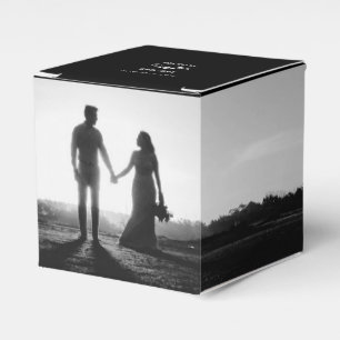 Modern Black & White Script Couple Photo Wedding  Favour Box