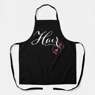Modern Black & White Script Hair Stylist Apron