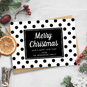 Modern Black White Script Merry Christmas  Holiday Card