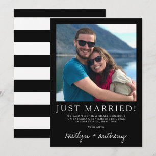 Modern Black & White Script Minimalistic Wedding Announcement