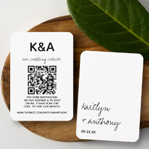 Modern Black & White Script Minimalistic Wedding Enclosure Card