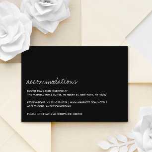 Modern Black & White Script Minimalistic Wedding Enclosure Card