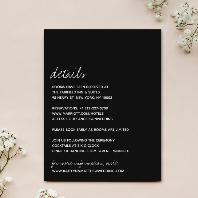 Modern Black & White Script Minimalistic Wedding Enclosure Card (Creator Uploaded)