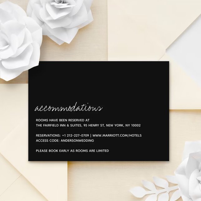 Modern Black & White Script Minimalistic Wedding Enclosure Card (Creator Uploaded)