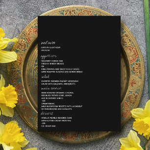 Modern Black & White Script Minimalistic Wedding Menu