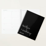 Modern Black & White Script Minimalistic Wedding Planner<br><div class="desc">Get ready for your big day in style with this modern and very trendy wedding planner. The design is easy to personalise with your own names and wedding date and you can keep all your design ideas, important wedding information and much more safely together in this personalised planner. Matching wedding...</div>