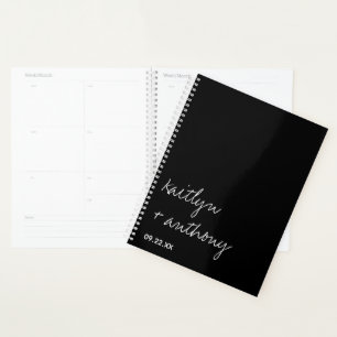 Modern Black & White Script Minimalistic Wedding Planner