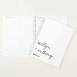 Modern Black & White Script Minimalistic Wedding Planner<br><div class="desc">Get ready for your big day in style with this modern and very trendy wedding planner. The design is easy to personalise with your own names and wedding date and you can keep all your design ideas, important wedding information and much more safely together in this personalised planner. Matching wedding...</div>