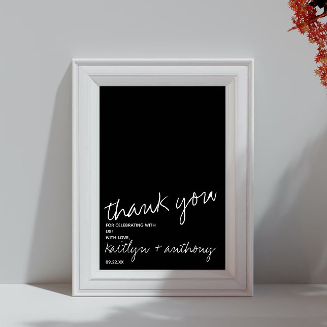 Modern Black & White Script Minimalistic Wedding Poster (Creator Uploaded)