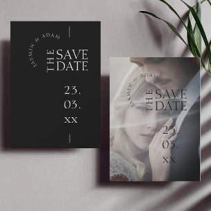 Modern Black White Simple Photo Wedding Save The Date