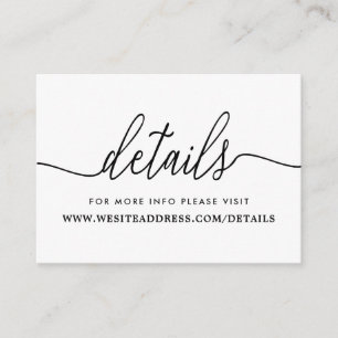 Modern Black & White Simple Script Details Enclosure Card