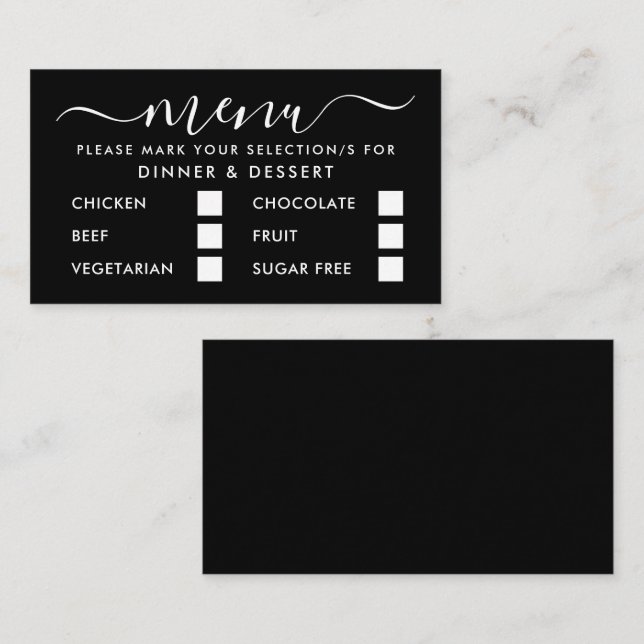 Modern Black & White Simple Script Menu Selection (Front/Back)