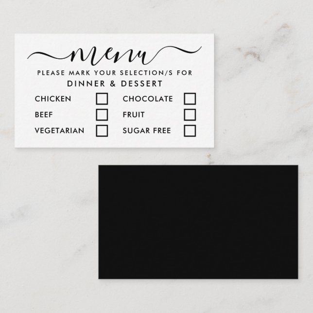 Modern Black & White Simple Script Menu Selection (Front/Back)