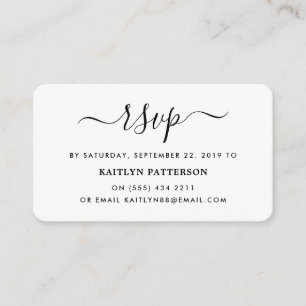Modern Black & White Simple Script RSVP Enclosure Card