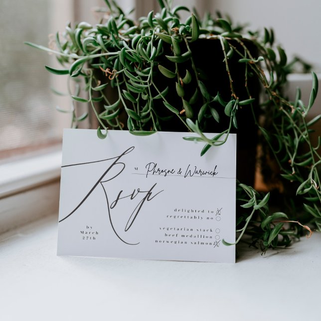 Modern Black & White Simple Wedding RSVP Card (Creator Uploaded)