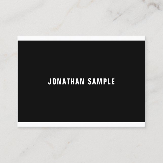 Modern Black White Sleek Design Luxury Elegant Business Card (Front)