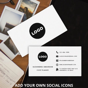Modern Black White Social Media Website Logo Business Card