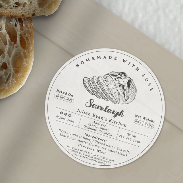 Modern Black & White Sourdough Cottage Law Label (Modern Black & White Sourdough Cottage Law Label )