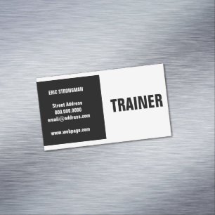 Modern black white split magnetic business card