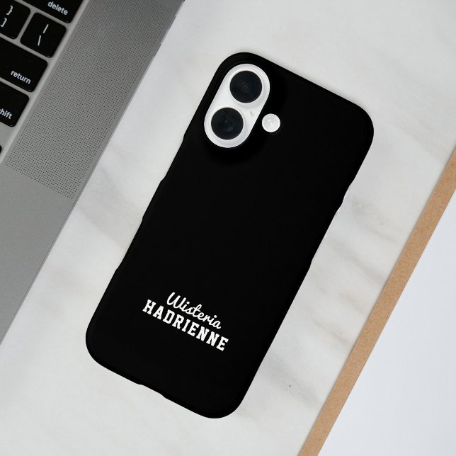 Modern Black White Sports Monogram Name Case-Mate iPhone Case (Creator Uploaded)
