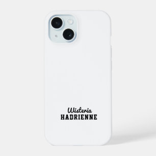 Modern Black White Sports Monogram Name iPhone 15 Case