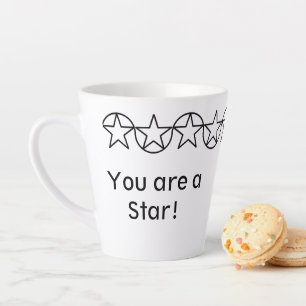 Modern Black & White Star Personalised Latte Mug