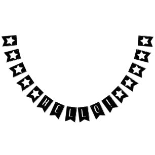 Modern Black & White Stars Hello Bunting