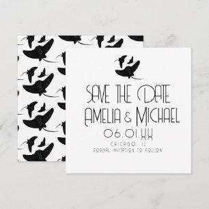 Modern Black White Stingray Save the Date  Card
