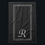 Modern Black & White Stripe Monogram Personalised  Tea Towel<br><div class="desc">Modern Black & White Stripe Monogram Personalised kitchen towel</div>