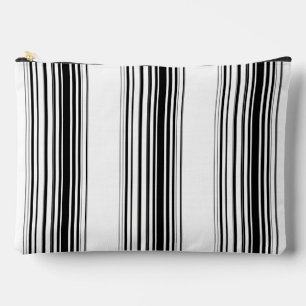 Modern black white stripes accessory pouch