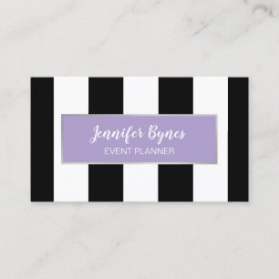 Modern Black White Stripes Business Card