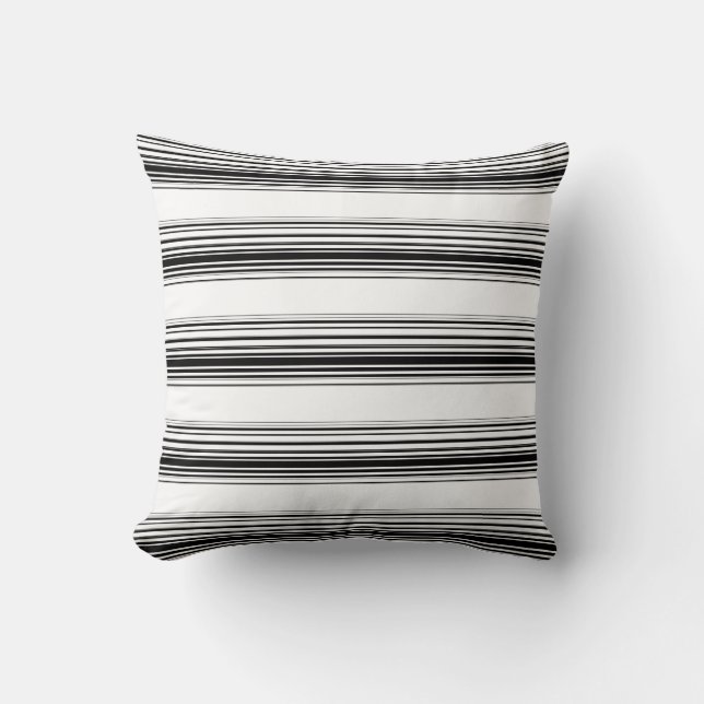 Modern black white stripes cushion (Front)