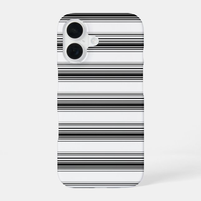 Modern black white stripes iPhone 16 case (Back)